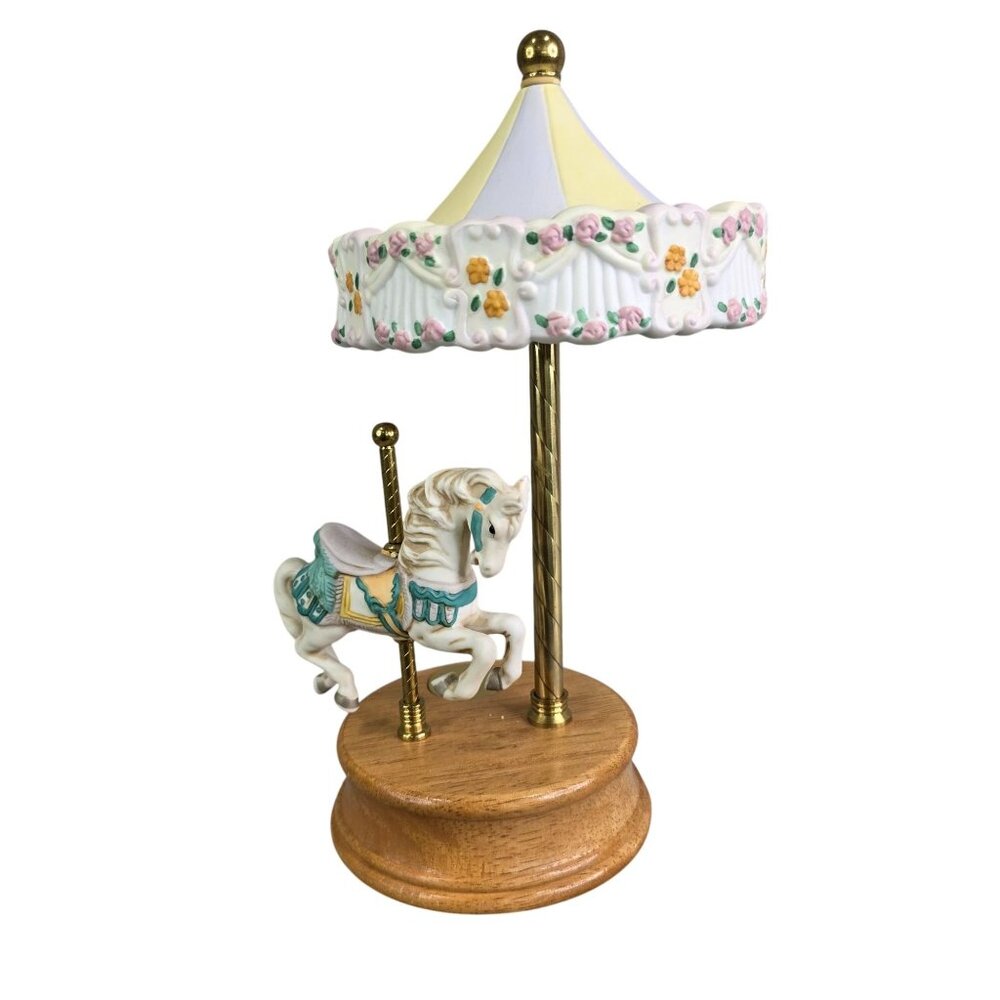Vintage Willitts Designs Group II Musical Carousel Horse Figurine Wooden Base